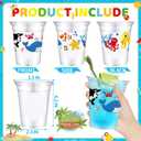 50Pcs Under the Sea Party Decorations Cups, Under the Sea Ocean Animals 12 oz Disposable Plastic Cups for Baby Shower Ocean Bachelorette Summer Birthday Party Favor Decorations Supplies