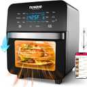 Nuwave Brio 15.5Qt Air Fryer Toaster Oven & Rotisserie Kit, 2024 New Advanced Turbo Convection Tech, Healthy PFAS Free, Max Even & Crisp, Powerful 1800W, 50425°F, 150 Presets, Smart Probe, 4 Rack