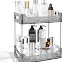 2-Tier Bathroom Counter Organizer Countertop Storage, Dresser Organizer Vanity Tray for Makeup, Perfume Organizer Cosmetics Skincare Shelf - Grey (11" x 6.3" x 9.1", Gray)