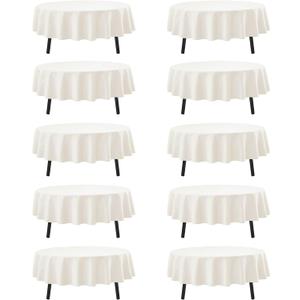 10-Pack Ivory Round Tablecloths, 84 Inches, Stain-Resistant Polyester for 3-5 Ft Round Tables - Washable Table Covers for Weddings, Banquets, Birthday Parties, Events