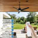 ocioc 52" Outdoor Ceiling Fans with Light,Plug in Ceiling Fan with Quiet DC Motor Dimmable with Remote for Porch Patios Pavilion Indoor/Outdoor Use(Black)