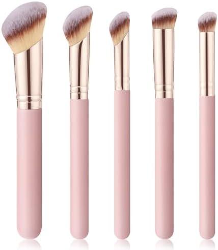 5Pcs Angled Foundation Brush Concealer Brush Multifunction Makeup Brushes Set Angled Contour Brush 170S,270S,370S for Concealer,Foundation,Powder,Eyeshadow,Contour