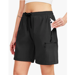 Bonotie Women's Lightweight Hiking Cargo Shorts Quick Dry Athletic Shorts for Camping Travel Golf with Zipper Pockets L