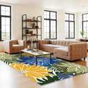 ZonLi 8x10 ft Colorful Outdoor Rug Indoor Outdoor Patio Rug Washable | Waterproof Tropical Floral Non Slip Outdoor Carpet Area Rug for Deck, Backyard, Pool, Living Room, Camping