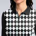 Women's Golf Shirts Lightweight UPF 50+ Long Sleeve Shirts UV Protection Quick Dry Cool Polo Shirts for Women Work Outdoor (Medium, Black Plaid)