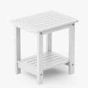 PASAMIC 2-Tier Adirondack Square Side Table, 17" HDPE Outdoor Side Tables, Weather Resistant End Table for Patio, Backyard, Pool, Indoor Companion, Beach, Easy Maintenance (White)