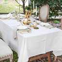 Off White Tablecloth, 100% Cotton Fabric Table Cloth for Festival Picnic Wedding Party and DIY Dye Project, Machine Washable(55 x 70 inch)