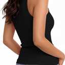AURUZA 2 Pack Tank Tops for Women, Ribbed Tank Tops for Women, Slim Knit Basic Tank Workout Tank Tops Woman Long Tank Top (Blue, L)