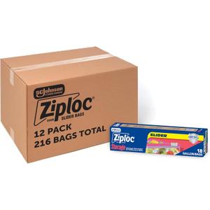 Ziploc Gallon Food Storage Slider Bags, Bulk Storage Bags for Meal Prep, Power Shield Technology for More Durability, 216 Count