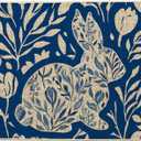 Artoid Mode Blue Rabbit Bunny Flowers Easter Doormat, Home Decor Low-Profile Switch Rug Door Mat Floor Mat for Indoor Outdoor 17x29 Inch