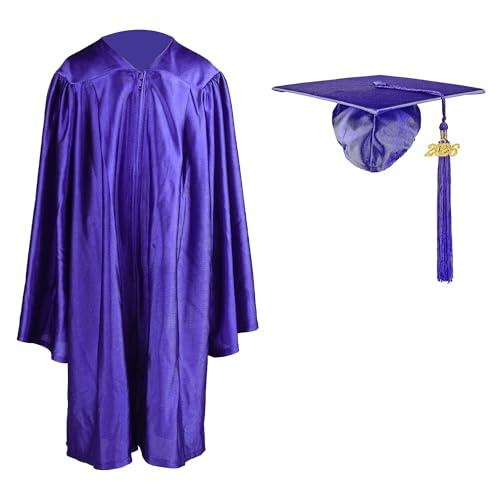 FtyFty Shiny Kindergarten Graduation Cap and Gown Set (36"(4'3"-4'5"), Purple)