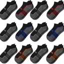 Comfoex 12 Pairs Boys Socks - Ankle Low Cut Athletic Half Cushioned Short Socks For Kids 4-6, 6-8, 8-10 Years Old
