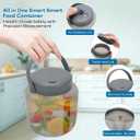 Airtight Silicone Food Storage Containers Set - Leakproof Food Canister Jars of 2 with Vent Lid,Handle for Outdoor,Safe Foldable Reusable,Salad Freezer Storage Container,Dishwash Micro Safe,Gray