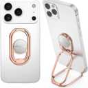 Phone Ring Holder Finger Kickstand 360Rotation Cellphone Back Grip Foldable Cell Phone Stand for Desk Compatible with iPhone iPad Smartphones Tablets (Hollow Rosegold)