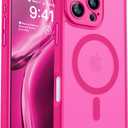 CANSHN Magnetic Compatible with iPhone 16 Pro Max Case, Upgraded [Full Camera Protection] [Compatible with Magsafe] [Translucent Matte] Shockproof Protective Phone Case Cover 6.9 Inch - Hot Pink