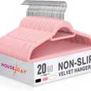 HOUSE DAY Velvet Hangers 20 Pack, Non-Slip Hangers with Tie Bar, Premium Standard Clothes Hangers Slim Felt Hanger 360 Swivel Hook for Closet Organized Storage Elegance Pink 72g/Pc