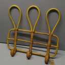 Boho Rattan Wall Hooks  Handmade Wall Mount Coat & Towel Rack, Natural Beige Hanging Organizer for Clothes, Hats, Towels, and Bags, Perfect for Entryway, Bedroom, Living Room (15.7x7.9 Inch)