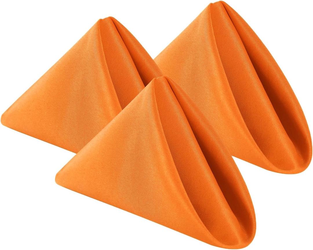 Bailarina Cloth Napkins Set of 120,17x17 inches Dinner Napkins Cloth Washable,Polyester Square Table Cloth Napkin Bulk with Hemmed Edges Ideal for Banquets, Parties and Weddings-Orange