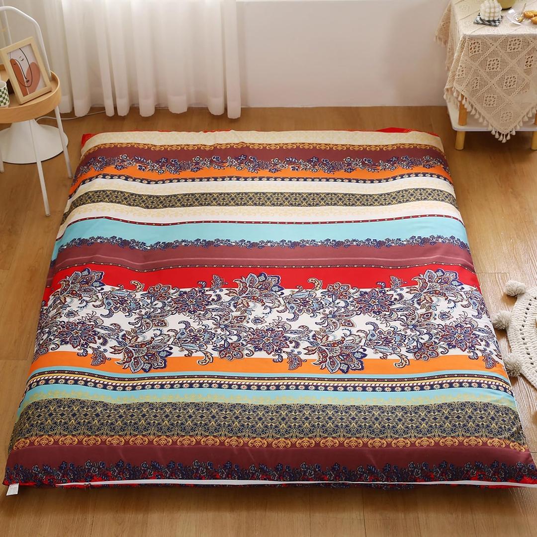 F,100x190cm,LDLCYCN Futon Mattress Cover Traditional Japanese Floor Futon Mattress Cover Comfortable Skin Friendly Bed Cover Full Wrap Mattress Protector Futon Slipcover