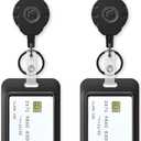 Uniclife 2 Pack Sliding Badge Holder Vertical Plastic Case with Retractable Keychain Badge Reel for up to 8 oz Hard Card Protector for ID Credit Cards Proximity Key Cards Drivers Licenses and Passes