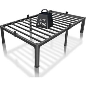 ROIL 14 inch Twin XL Bed Frames with Headboard Hole and Round Corner Legs Mattress Retainers 3500LBS Heavy Duty Steel Slats No Box Spring Needed Platform Noise-Free Underneath Storage