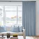 Dusty Blue Pinch Pleated 100% Blackout Linen Curtains for Bedroom 84 Inch Length Room Darkening with Liner Light Blue Window Curtains 84 Inches Long for Living Room Black Out Pleat Drapes Back Tab