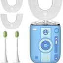 Adult Ultrasonic Electric Toothbrush, 360° Oral Cleaning for Stain & Whitening, IPX7 Waterproof Rechargeable, U-Shape Brush Head×3 + Straight Handle Brush Head×2