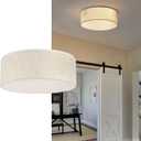 Luupyia 3-Lights Drum Ceiling Light Fixture 12.6 Inches, Vintage Unique Semi Flush Mount Ceiling Lighting with Fabric Drum Shade, Farmhouse Chandeliers for Bedroom, Hallway, Entry, Foyer E26 60W