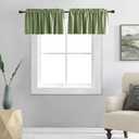 DONREN Sage Green Window Valances for Kitchen -Blackout Valances for Window with Rod Pocket (42 by 18 Inch,2 Panels)