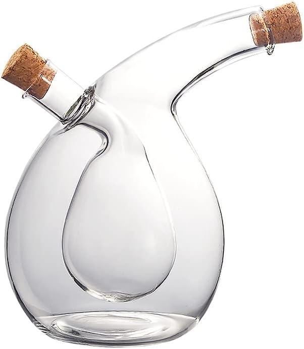 Oil and Vinegar Dispenser, 2 in 1, Glass Bottle with Cork, 350 ml