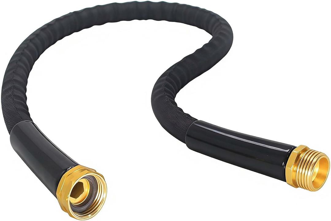 10FT Short Garden Hose – Kink-Free, Non-Expanding, Lightweight, Ideal for Connecting Extensions & Short-Distance Use (Balcony, RV, Bathroom) – Black