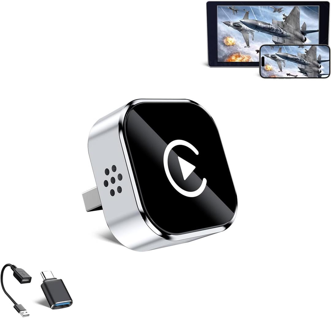 HYPAX Wireless CarPlay Adapter-4 in 1 Screen Mirror Link Car Adapter Android Auto Multi-User Seamless Connection Converts Wired to Wireless CarPlay Adapter - No Latency from iOS 10+ to Screen w/USB-C