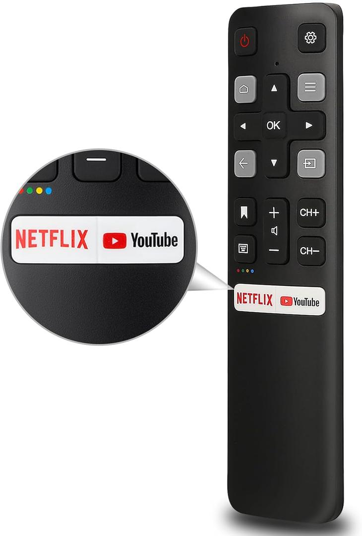 Replacement Remote Control Only for All TCL TV, Compatible for All TCL Android 4K UHD Smart TV(Without Voice Command)