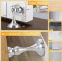 4 Pack Magnetic Door Stop No Drilling Door Stop with 3D Adhesive Tapes Keep Door Open Door Stainless Steel Screws for Stronger Mount (Silver)