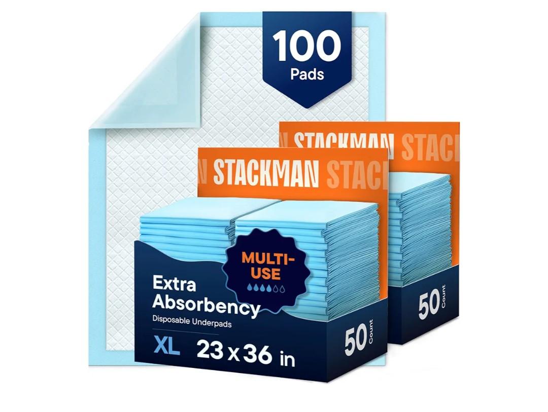Chucks Pads Disposable [100-Pack] Adult Incontinence Underpads 23"x36" Large Super Absorbent Protective Bed Pads, Leak-Proof Pads – Pee Pads for Kids, Adults and Pets – Dog & Puppy Training Pads