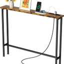 GRLEAF 39" Narrow Console Sofa Table with Built-in Power Strip (2 AC Outlets & 2 USB Ports) 4.9ft Power Cord, Metal Frame, Easy Assembly, Ideal for Behind Couch, Hallway, and Office | Rustic Brown