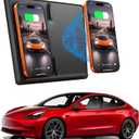 Wireless Charger for 2017-2020 Tesla Model 3, Dual 15W Wireless Phone Charger Pad for Tesla Model 3, Centre Console Accessory Panel, Compatible with All Qi Phones (Black)