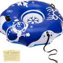 COVACURE 55" Snow Sled Extra Large Snow Tube - Thickened Inflatable Sleds for Adults, Heavy Duty Snow Tube with Reinforced Grab Handle & Rope, Snow Play Gear for Sledding and Skiing