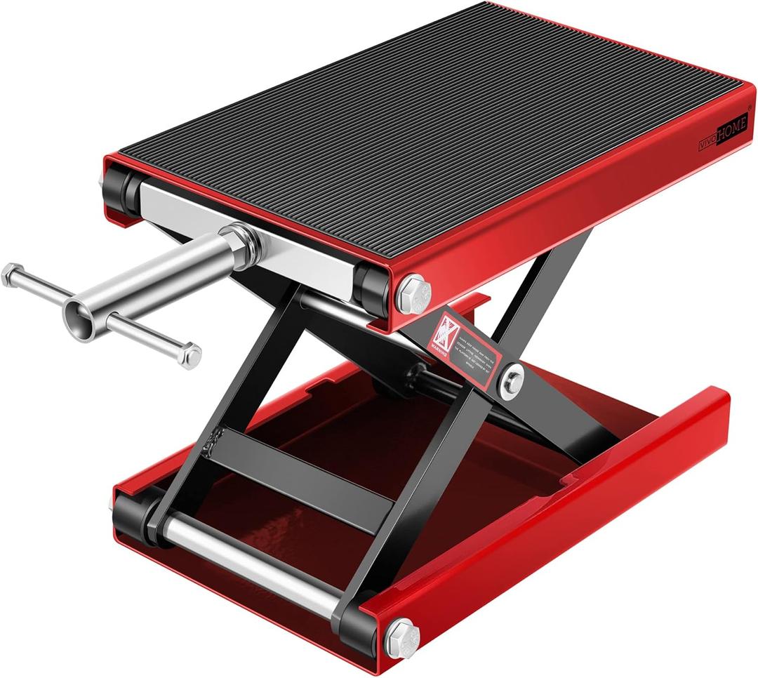 VIVOHOME Motorcycle Lift Scissor Jack Steel Wide Deck Hoist Crank Center Stand 1100 LBS Capacity for Motorcycles, ATVs, Dirt Bikes Red VIVOHOME Motorcycle Lift Scissor Jack Steel Wide Deck Hoist Crank Center Stand 1100 LBS Capacity for Motorcycles, ATVs, Dirt Bikes Red