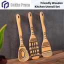 Dishwasher Safe Handcraft Wooden Spoons for Cooking-3PCS Sturdy Wooden Spoons Set, Wooden Kitchen Utensil Set for Nonstick Cookware, Heat Resistant