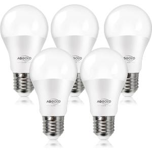A19 9W LED Light Bulb, 5000K Daylight,5-Pack,Neutral White, Non-Dimmable, 120V, 60 Watt Equivalent, Standard Replacement Bulbs with E26 Base, 800 Lumens, 15000 Hours, Long Life