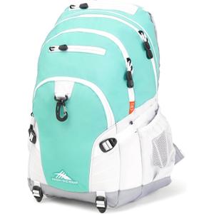 High Sierra Loop Backpack, Travel, or Work Bookbag with tablet sleeve, One Size, Aquamarine/White/Ash