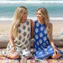 BLENCOT Womens Boho Dress Sleeveless Ruffle Mini Summer Vacation Casual Dresses (Blue, S)