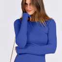 ANRABESS Women Long Sleeve Shirts Rib Knit Slim Fit Tops Basic Tee 2025 Fall Outfits Casual T-Shirt Underscrubs Layer Clothes (Large, Royal Blue)