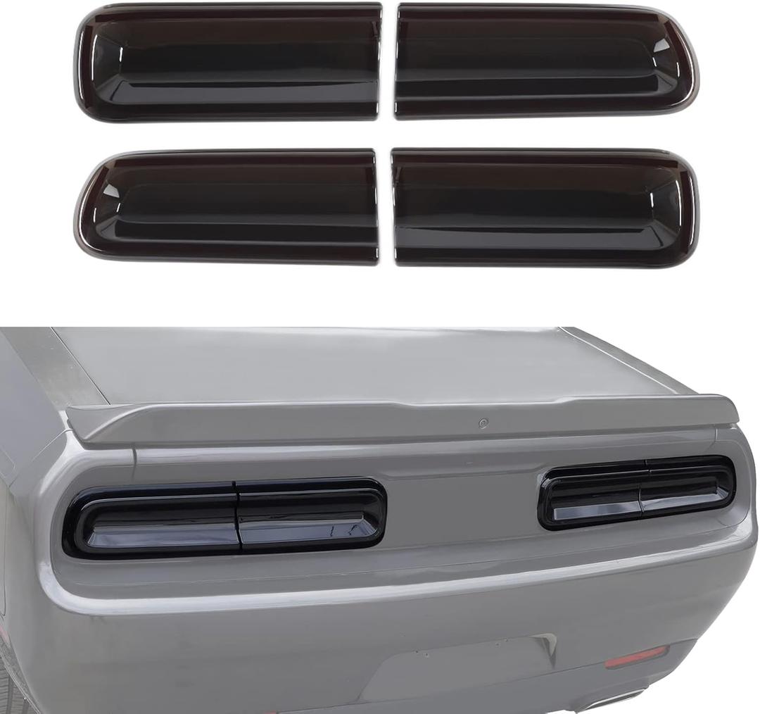 JeCar Smoked Tail Light Covers Rear Light Guards Exterior Accessories Compatible with Dodge Challenger 2015-2024