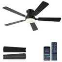 Ayaoty 54 inch Ceiling Fans with Lights and Remote, Low Profile Ceiling Fan with Light, Flush Mount, Reversible, 3CCT, Dimmable, Noiseless, Black Ceiling Fan for Bedroom, Indoor/Outdoor Use (Ceiling Fan Light Broken)