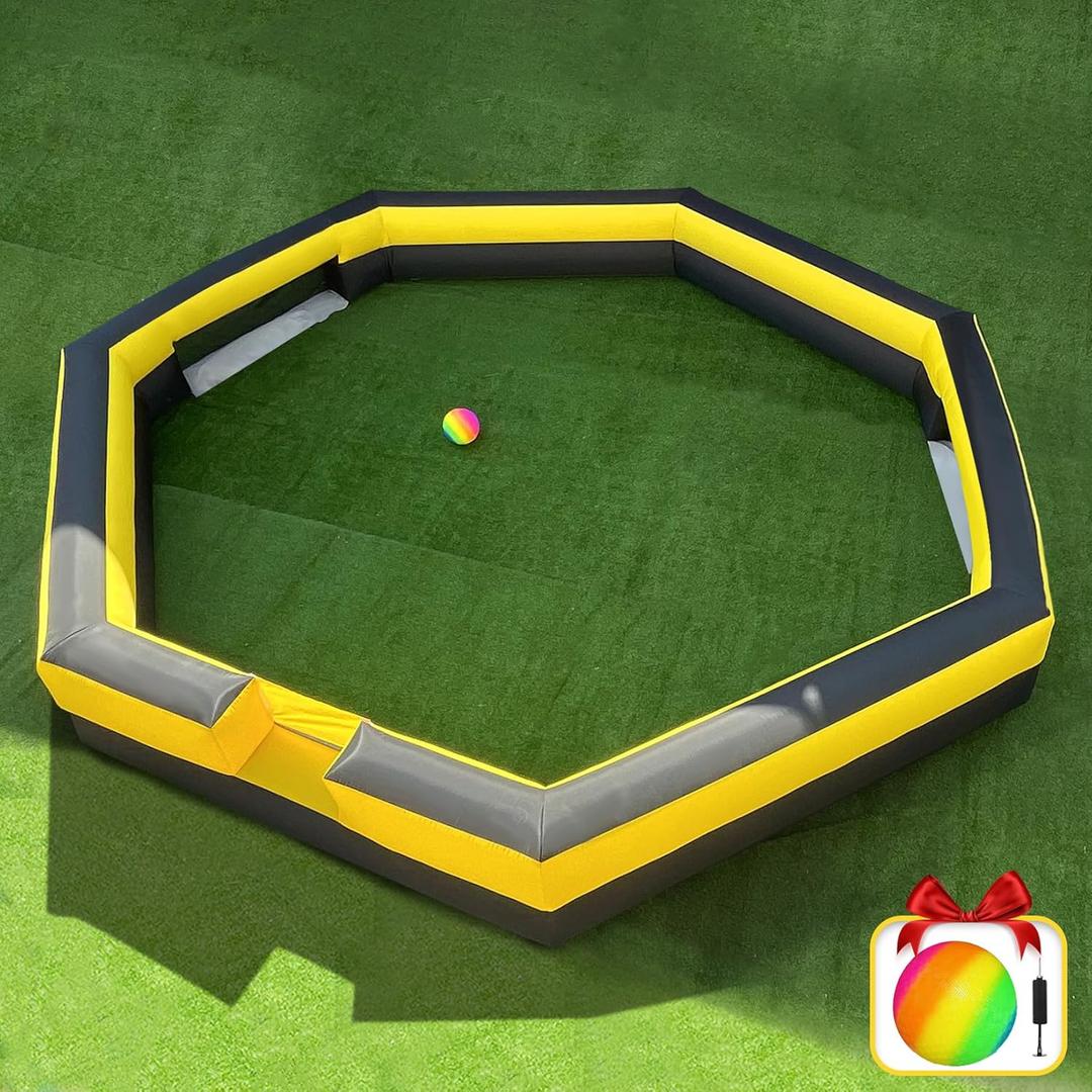 20FT Gaga Ball Pit Portable with Soccer Goals,Inflatable Gaga Ball Pit with Blower for Indoor Outdoor School Family Activities Giant Inflatable Sport Games
