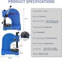 Arbor Press 1 Ton,Ratchet Leverage Arbor Press with Handwheel,5.5" Maximum Height Manual Desktop Punch Press Machine Metal Arbor Press Tool,for Stamping