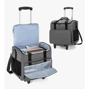 Trunab Rolling Teacher Bag, Teacher Tote Bag with Bottom Pad and Detachable Trolley, Wheeled Teacher Bag with Padded Sleeves Holds up to 15.6” Laptop