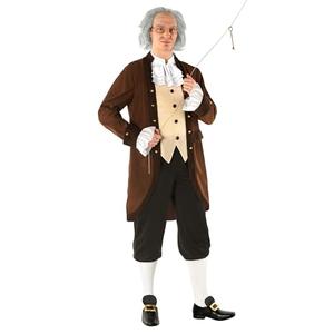 Morph Benjamin Franklin Costume, Founding Fathers Colonial Outfit for Men, Historical Dress Up, Adult Costume, Medium